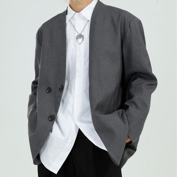 

men's clothing | autumn 2021 korean version loose personality grey versatile solid color suit suits & blazers, White;black