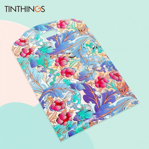 

gift wrap plastic bag for packing 24x38cm bohemian style vintage flowers clothes clothing store packaging