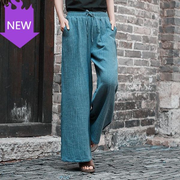 

casual trouser 2021 spring pockets solid color women cloths pants 6 straight belt cotton linen women's & capris, Black;white