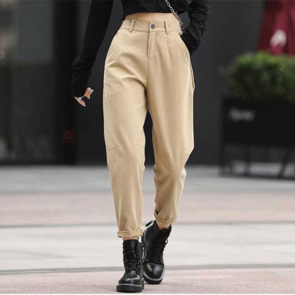 Streetwear Oxford Harem Calças Mulheres Trendy Baggy Plus Size Calças Straight Femal Hot Venda Casual Solto Solto Cenoura Calças Q0801