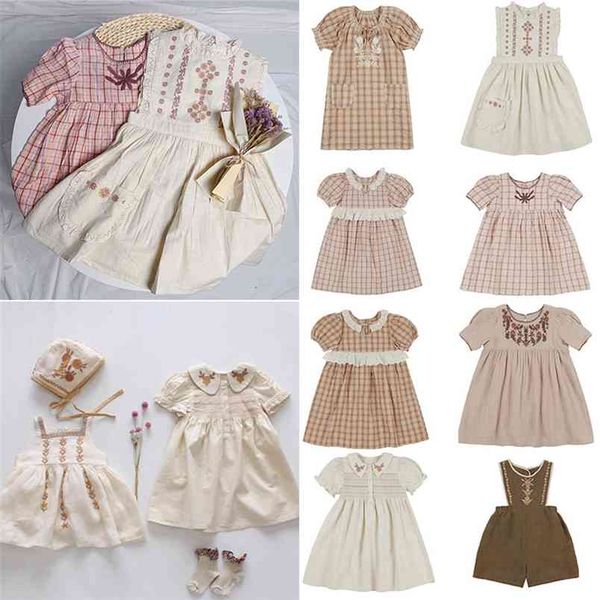 

apo brand children girls summer cotton dress beautiful vintage kids short sleeve embroidery toddler tutu es 210619, Red;yellow