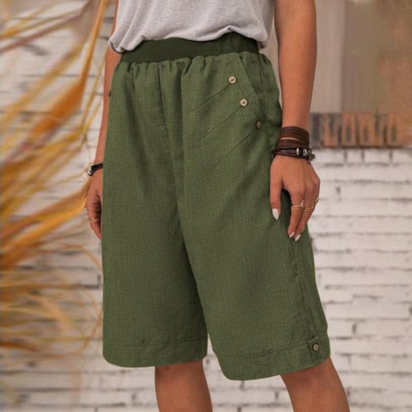 

women's shorts 2021 summer casual cotton linen women loose wide leg pants high waist fashion short streetwear, White;black
