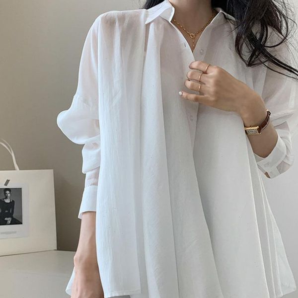 

bellaza spring womens blouses fall women loose blouse plain japanese female long sleeve office lady work shirts chiffion, White