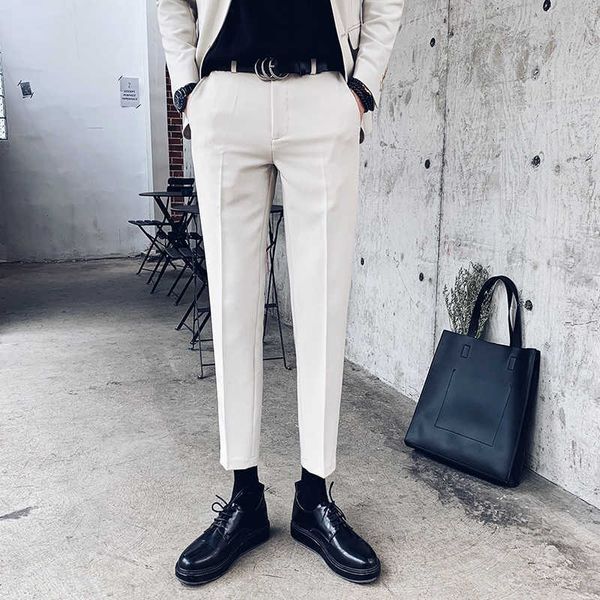 

high-quality business dress pants men wedding formal office social suits pants casual slim fit trousers pantalon homme 210527, White;black