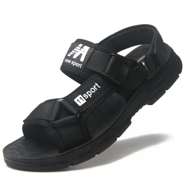 

sandals 2021 summer men's canvas breathable comfortable cool beach shoes korean youth handsome outdoors casual flats, Black