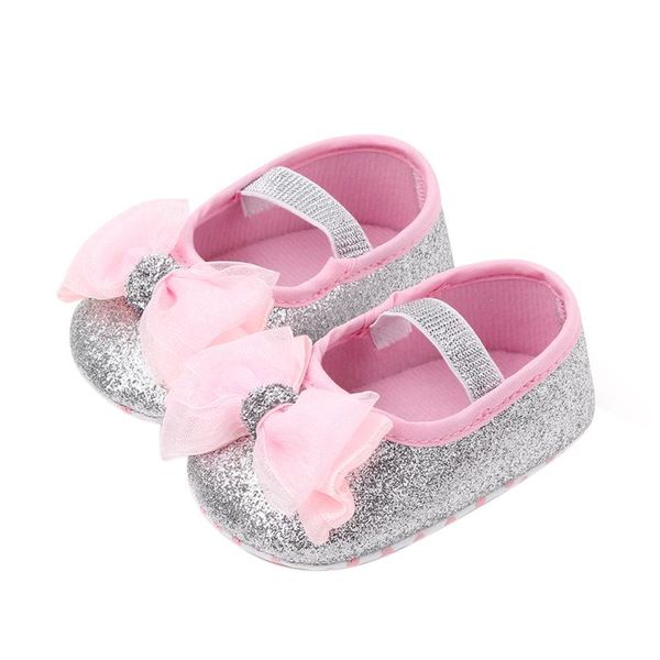 

first walkers born baby girls glitter bowknot princess dress shoes toddler soft soled no-slip prewalker