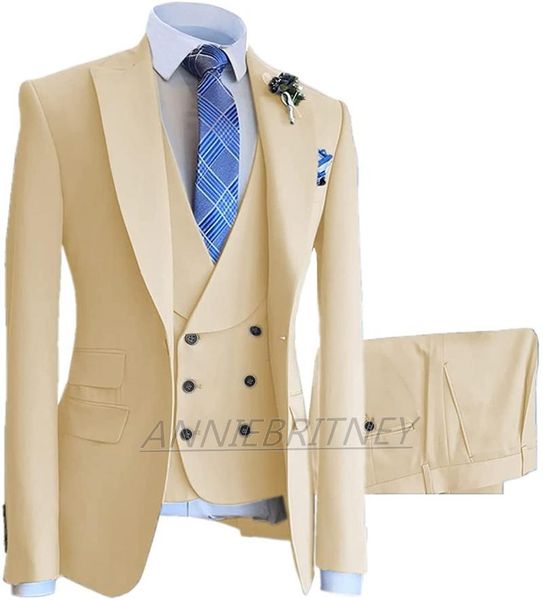 

men's suits & blazers est design business slim fit men champagne groom man tuxedo 3 piece tailor-made fashion wedding suit for, White;black