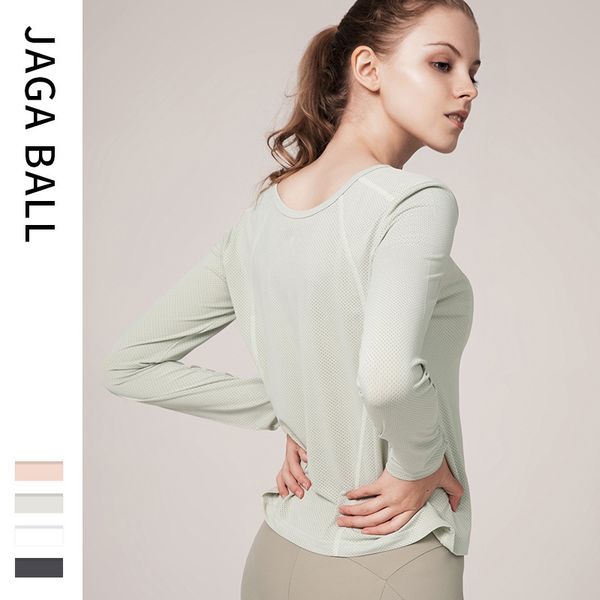 

lulv brand designer women's t shirt sports long-sleeved loose quick-drying breathable running fitness blouse yoga women t-shirt, White