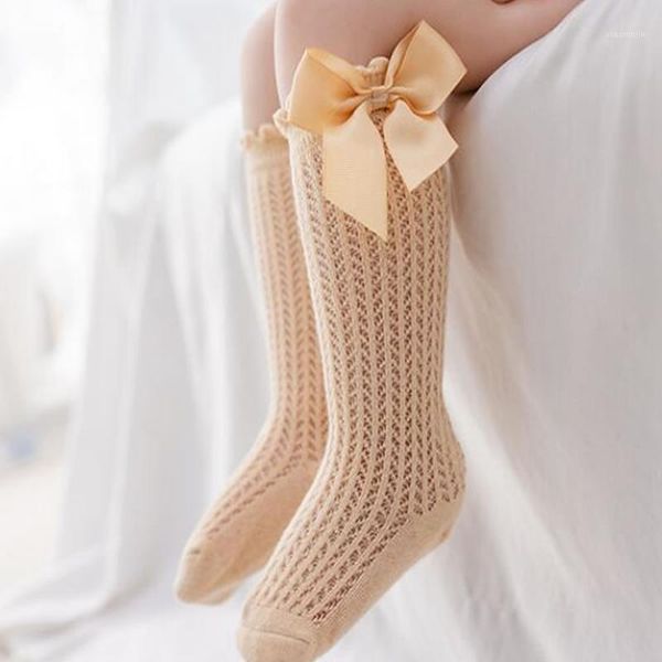 

socks baby girl legwarmers toddler bow stockings cotton summer mesh knee leg warm born infant non-slip babies legwarm, Pink;yellow