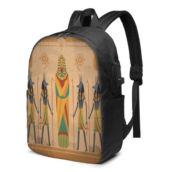 

backpack school lapegyptian hieroglyphics 17 inch travel multi usb charger bag