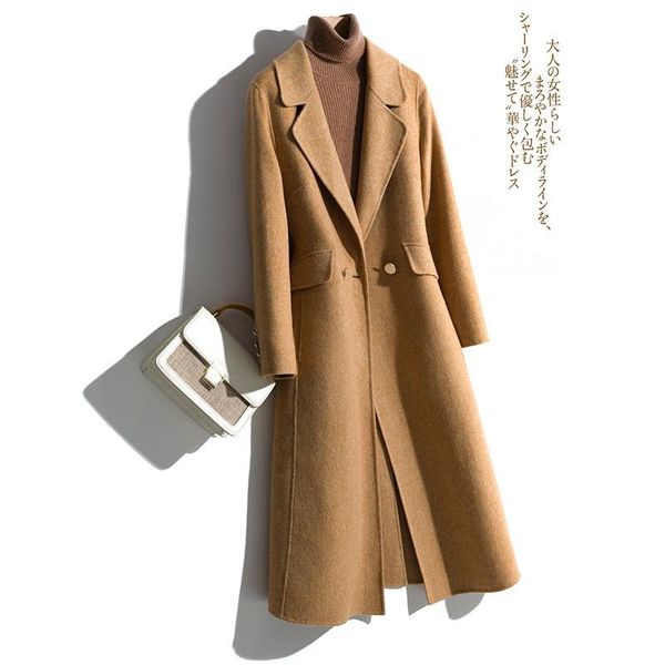 

women's wool & blends ms 2021 winter double, coat and long cloth a knee-length cultivate morality, Black