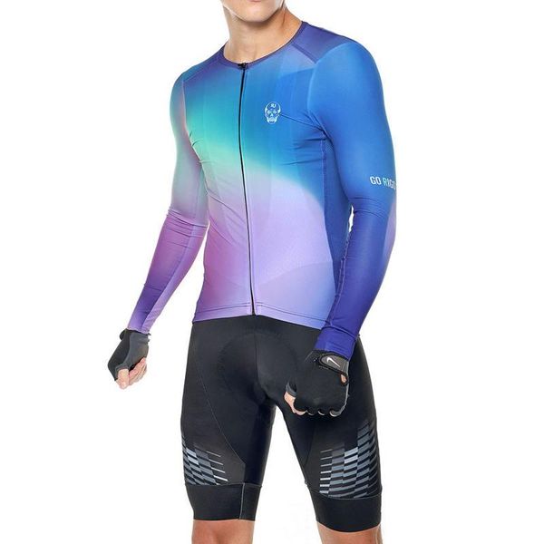 

racing sets go rigo long sleeve bib shorts suit cycling jersey men bicycle clothing uniform de ciclismo bike mtb wears road clothes, Black;blue