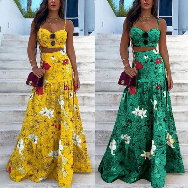 

casual dresses sleeveless flower big swing dress women's hollow out maxi for women sling vest 2-piece suit female beach sundresses, Black;gray