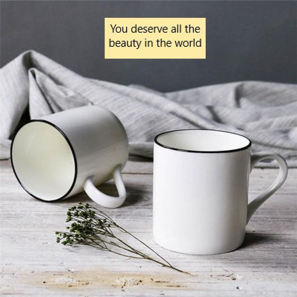 

mugs ceramic creative fashion nordic style simple mug black line handy cup water milk coffee cereal breakfast home