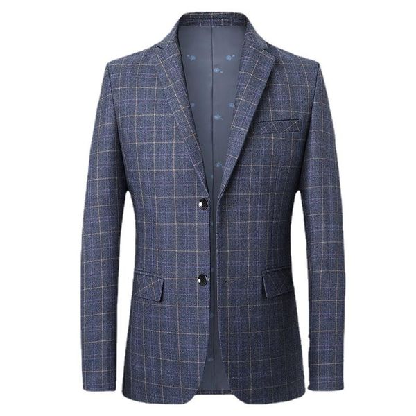 

men's suits & blazers brand men fashion autumn plaid 2 bultton office slim fit wild suit jacket formal blazer male 2021, White;black
