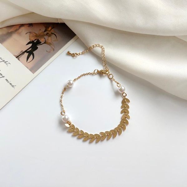 

charm bracelets creative wheat pearl bracelet simple temperament asymmetric adjustable girlfriends, Golden;silver