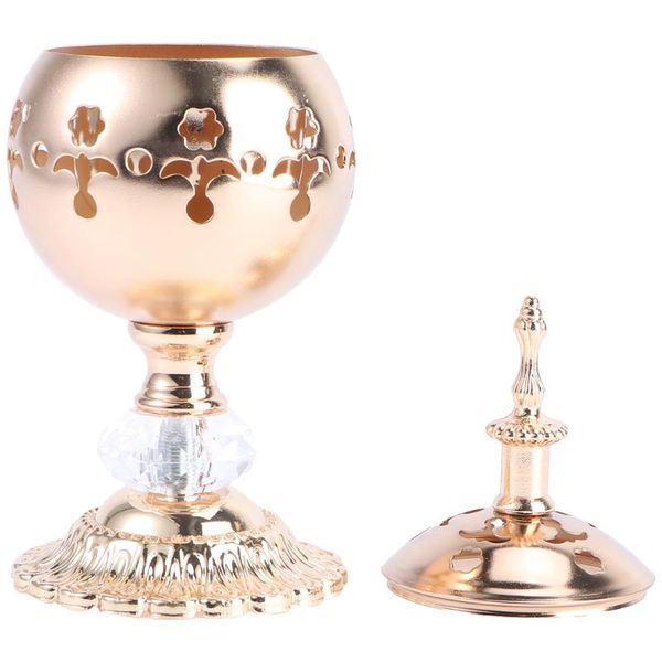 

fragrance lamps 1pc creative metal incense burner censer ornament furnace (golden)