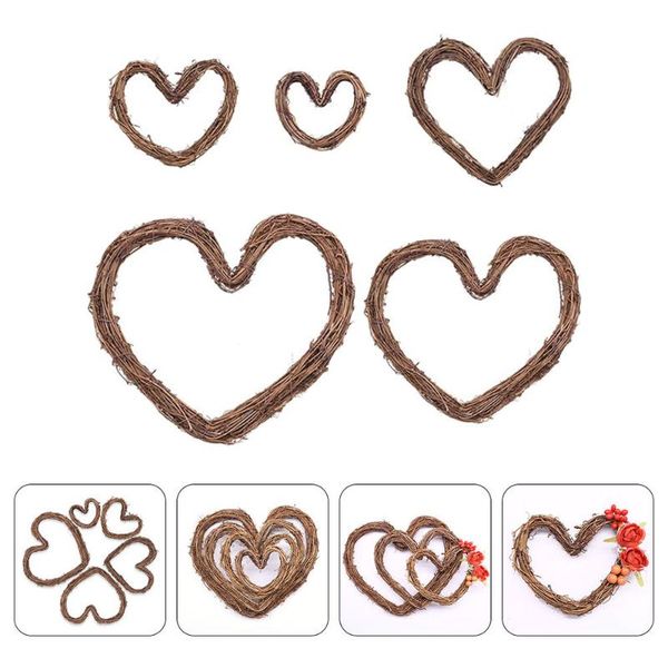 

decorative flowers & wreaths 5pcs rattan wreath frames heart christmas rings
