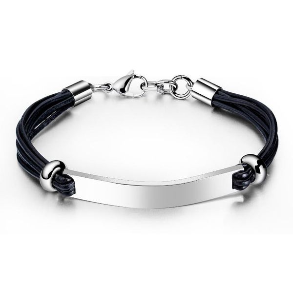 

tennis selling titanium steel men's leather bracelet, Golden;silver