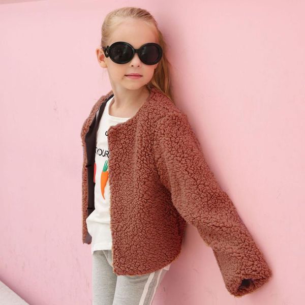 

jackets kids girls winter windproof thicken jacket 1-7y toddler fleece coat warm outerwear imitation fur coats plush girl clothes, Blue;gray