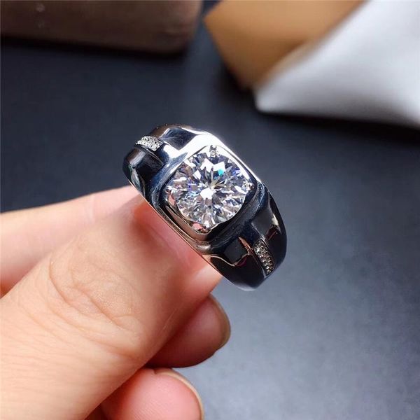 

cluster rings moissanite ring for men wedding party anniversary gift 2ct vvs lab diamond jewelry with certificate real 925 sterling silver, Golden;silver
