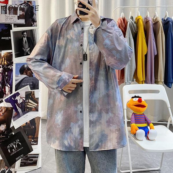 

men's casual shirts long sleeve men printed spring outwear chic fashion hip-hop high street retro plus size 3xl graffiti bf loose leisu, White;black