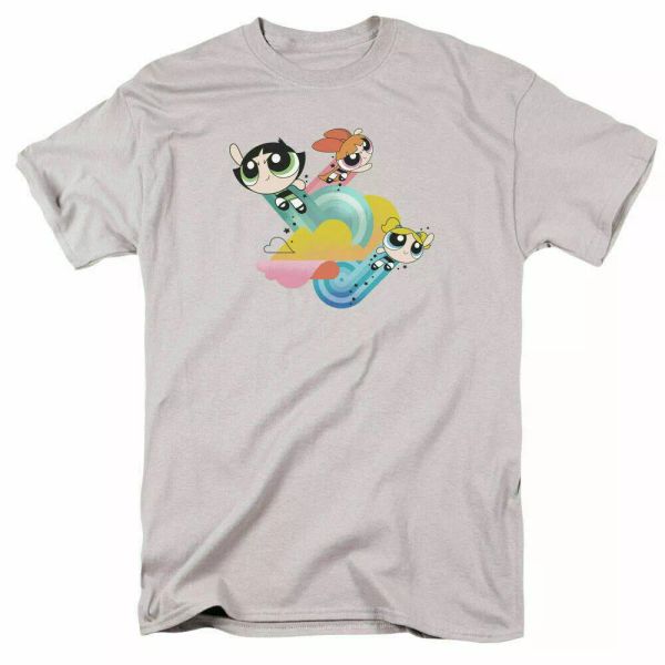 

powerpuff girls spiral streaks t shirt mens licensed cartoon merchandise silver, White;black