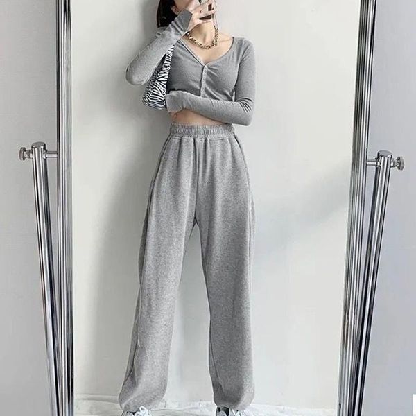 

women's pants & capris gray sweatpants for women 2021 autumn baggy fashion oversize sports balck trousers female joggers streetwear, Black;white