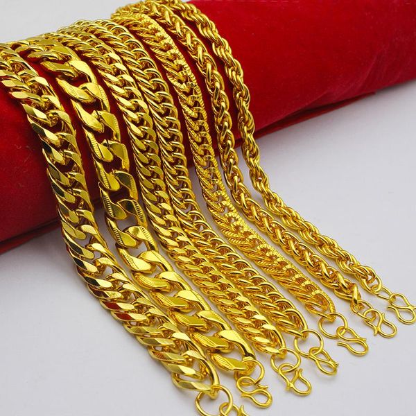 

link, chain simple and fashionable men's hip hop all-match gold metal bracelet, Black