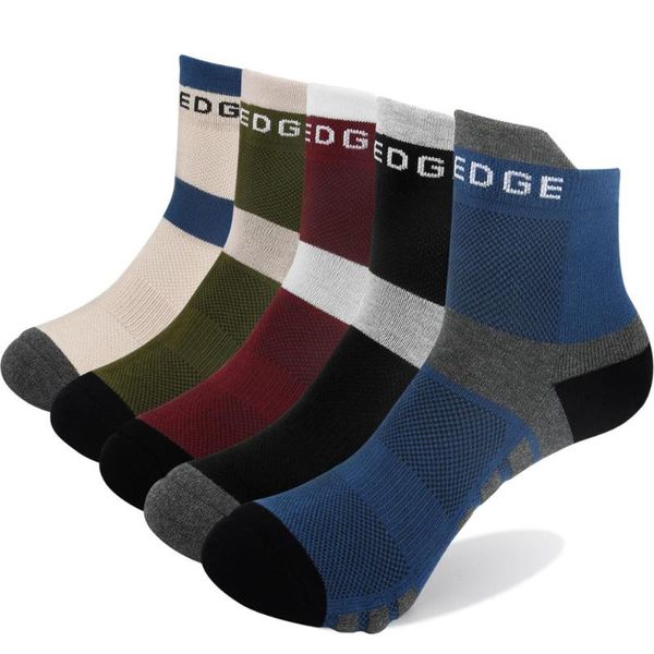 

sports socks yuedge men's cushion breathable cotton ankle comfort low cut sport running cycling socks(5 pairs/pack), Black
