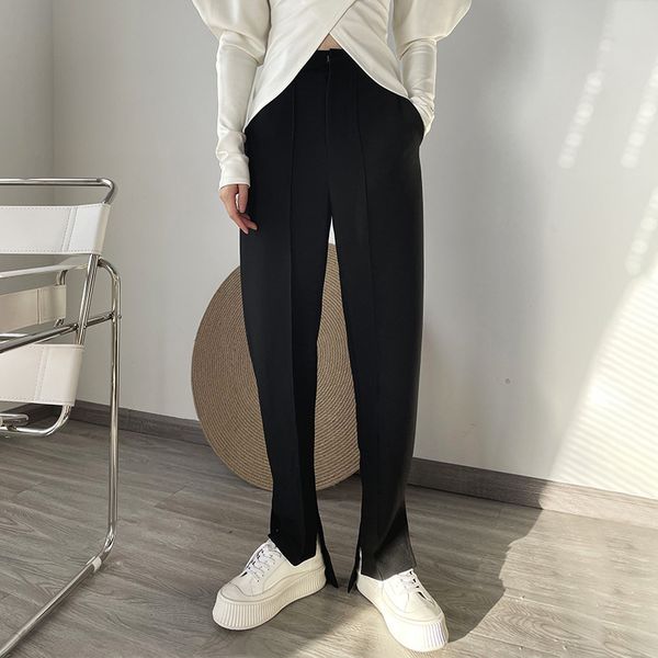 

capris black harem pants for women high waist split loose casual trousers female fashionable clothing 2021 spring tide, Black;white