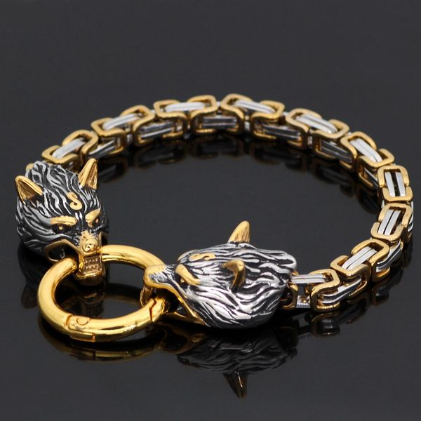

bangles bracelet nordic wolf head emperor chain 8mm domineering multi specification jewelry, Black