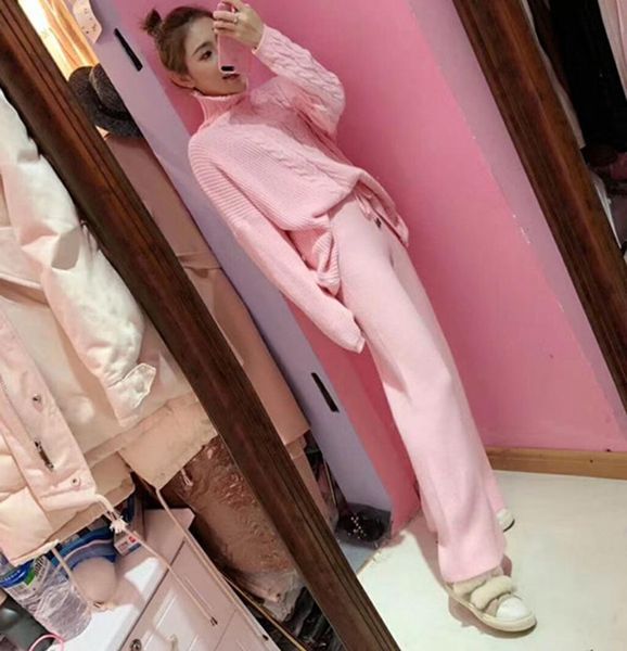 

women's two piece pants nice winter sets women homewear spring knitted soft casual solid loose hooded and wide leg suit, White