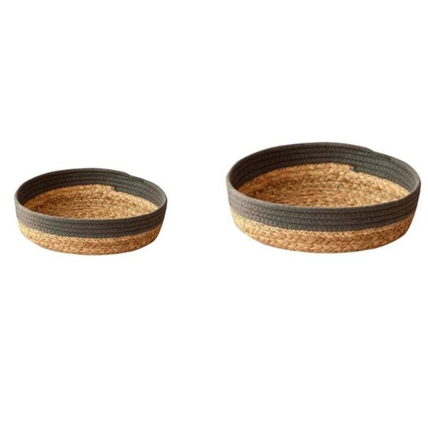 

storage baskets 2pcs straw basket fruit household bathroom tablesundries sorting