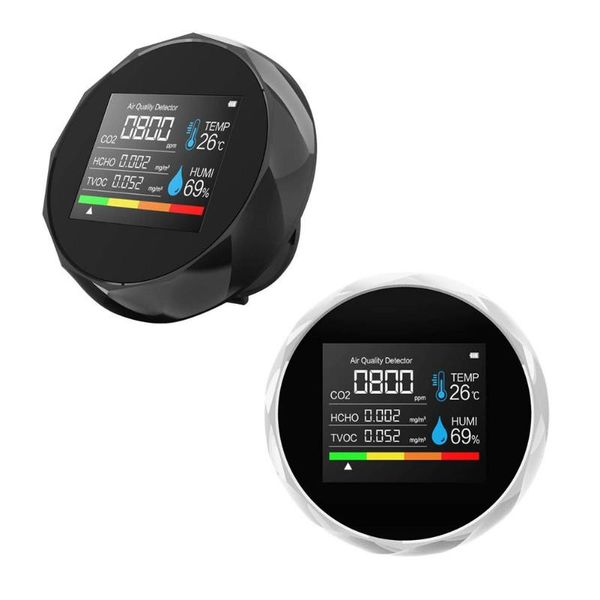 

gas analyzers multifunctional 5 in1 co2 meter digital temperature humidity sensor tester air quality monitor carbon dioxide tvoc hcho detect