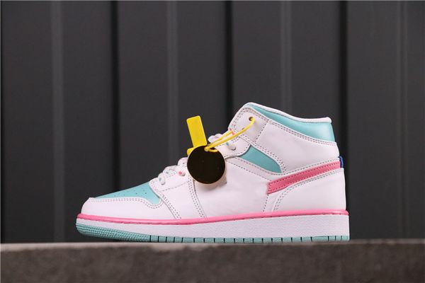 

high version jumpman 1 mid gs number pink shoes women basketball designer fashion trainer chaussures trainers good quality