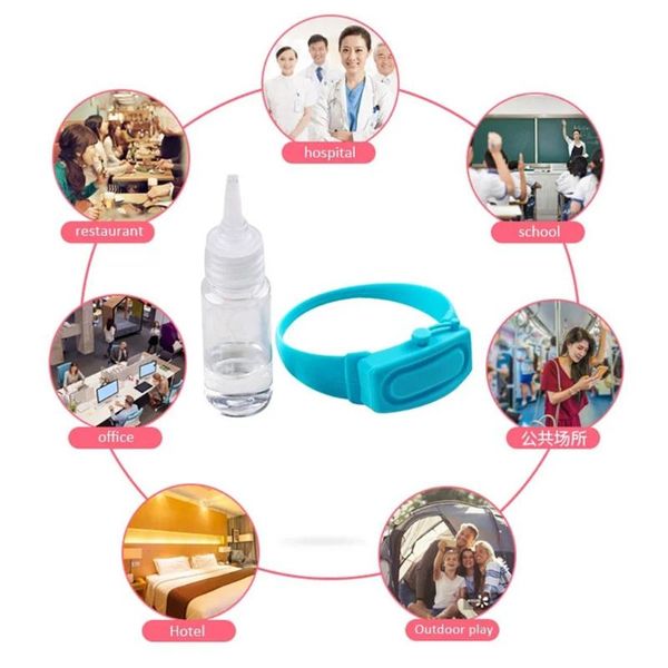 

3pcs hand sanitizer dispensing sub-packing silicone dispenser bracelet wristband wearable pumps 3 portable liquid soap