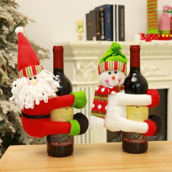 

christmas decorations santa claus wine bottle cover snowman gift holders xmas navidad decor year dinner party table decors1