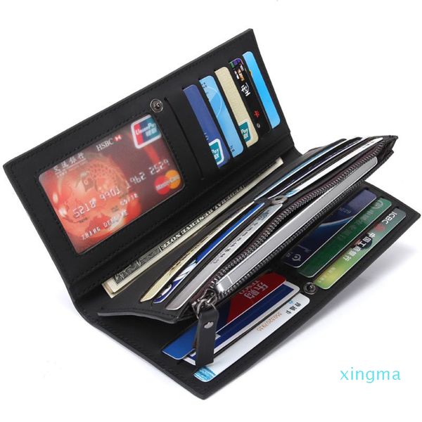 

men long leather wallet clutch bag holder purses money zipper business handbag change coin purse wallets, Red;black