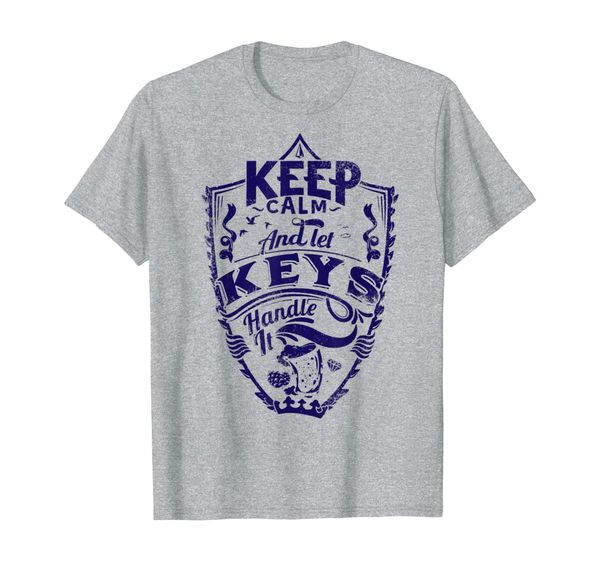 

keep calm and let keys shirt surname keys t-shirt, White;black