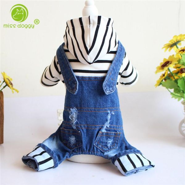 

fashion striped summer overalls for dogs comfortable cool denim clothes outdoor casual yorkshire terrier 10a dog apparel