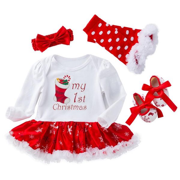 

clothing sets 4pcs born baby clothes christmas girl set outfit my first for borns one year birthday, White