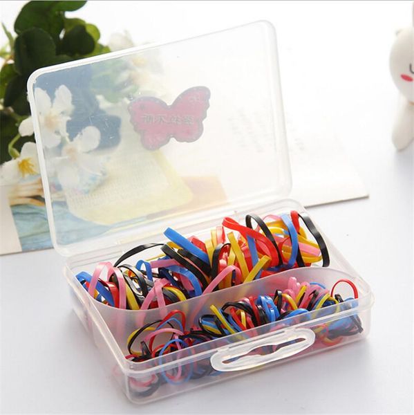 

box gift elastic hair rubber bands girls accessories for child kids ties ring rope ornaments headdress headwear scrunchie, Slivery;white