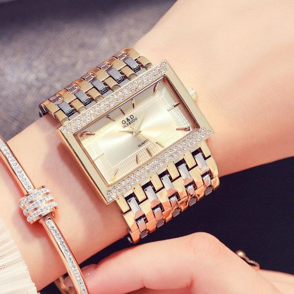 

wristwatches woman watches 2021 dress women wrist watch square gold ladies diamond for montres femme, Slivery;brown