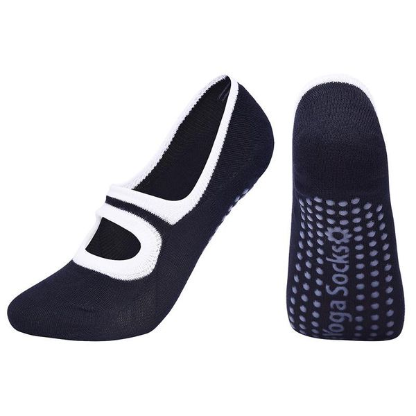 

plus size 35-42 women backless yoga socks indoor non-slip sports gym girls dance pilates spring summer skd033, Black