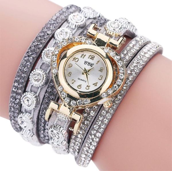 

wristwatches ccq brand women vintage rhinestone crystal bracelet dial analog quartz wrist watch arrival montre femme 2021, Slivery;brown
