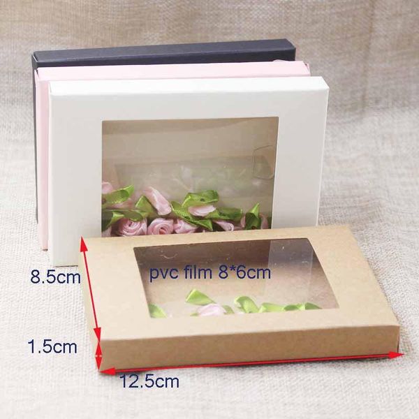 

gift wrap multi-color paper packaging display box kraft wedding party candy with clear window birthday