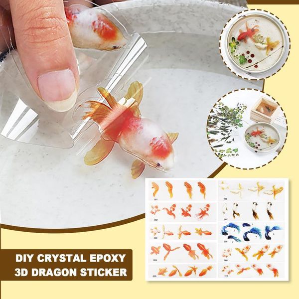 

diy handmade 3d crystal epoxy resin painting material hand-painted stickers big goldfish 001-010 mixed 10pc gift wrap