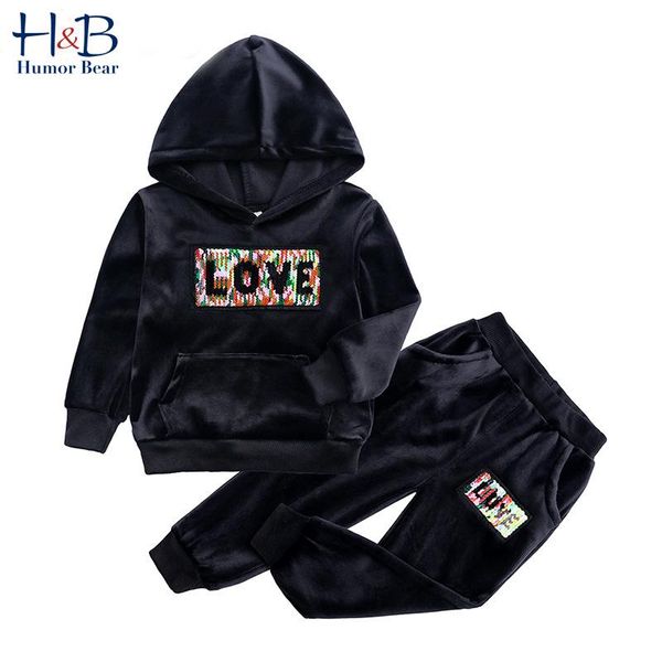 

clothing sets humor bear children clothes set 2021 spring autumn long sleeve sport hooded plus velvet 2pcs toddler for 2-7y, White