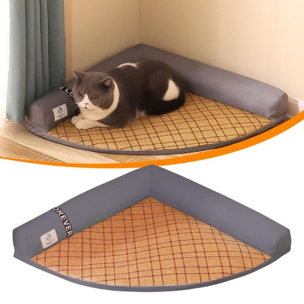 

kennels & pens cooling pet bed soft cushion l shaped triangle pillow machine washable detachable cover summer breathable blanket dog mat